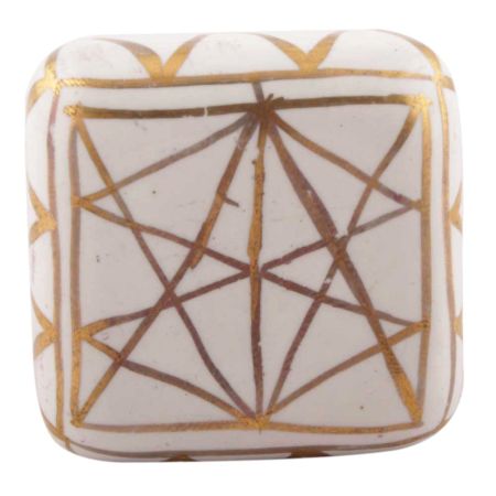 White And Golden Square Ceramic Wine Stopper